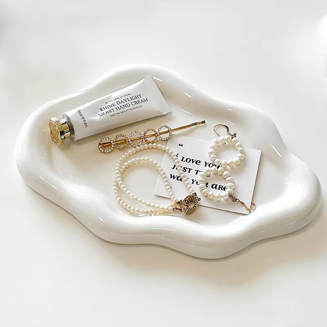 Keramik-Schmuckschale in Wolkenform – Dekoratives Schlüssel- & Uhrentablett für stilvolle Aufbewahrung