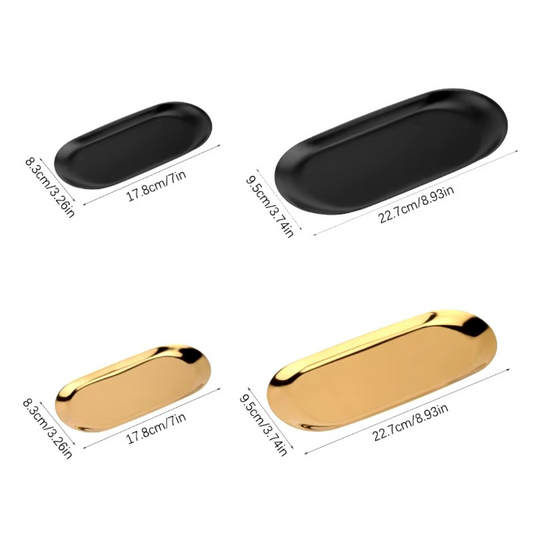 Ovales Edelstahl-Tablett 2er Set kombinierbar– Eleganter Schmuck- und Deko-Organizer für Tisch & Party