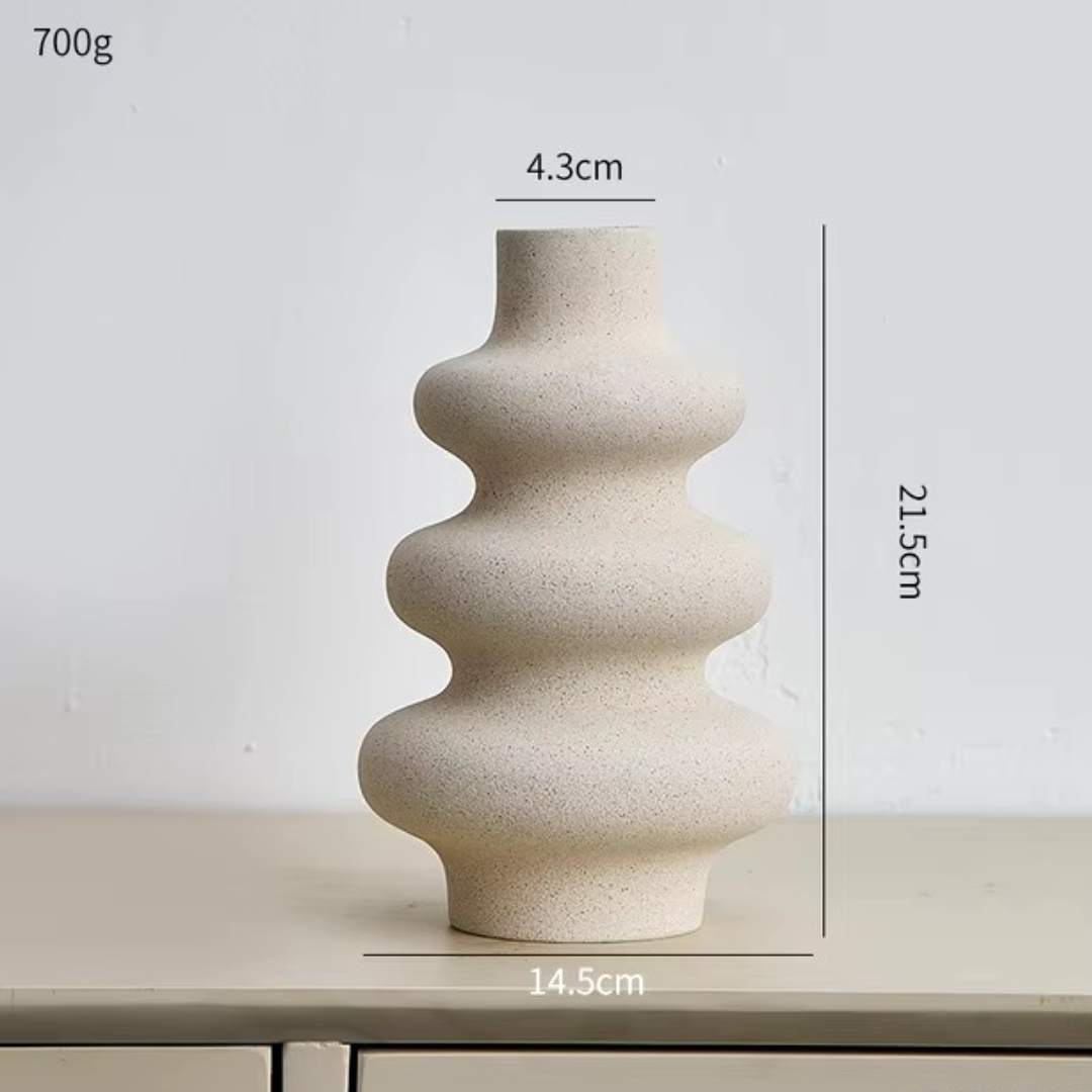 NORA Nordische Keramik-Vasen SET – Moderne, weiße Deko-Vase für stilvolle Wohnraumgestaltung