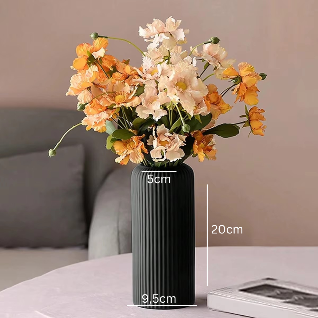 ALINEA Kunststoffvase in Keramikoptik mit Streifen – Kreative Blumenvase für dekorative Arrangements